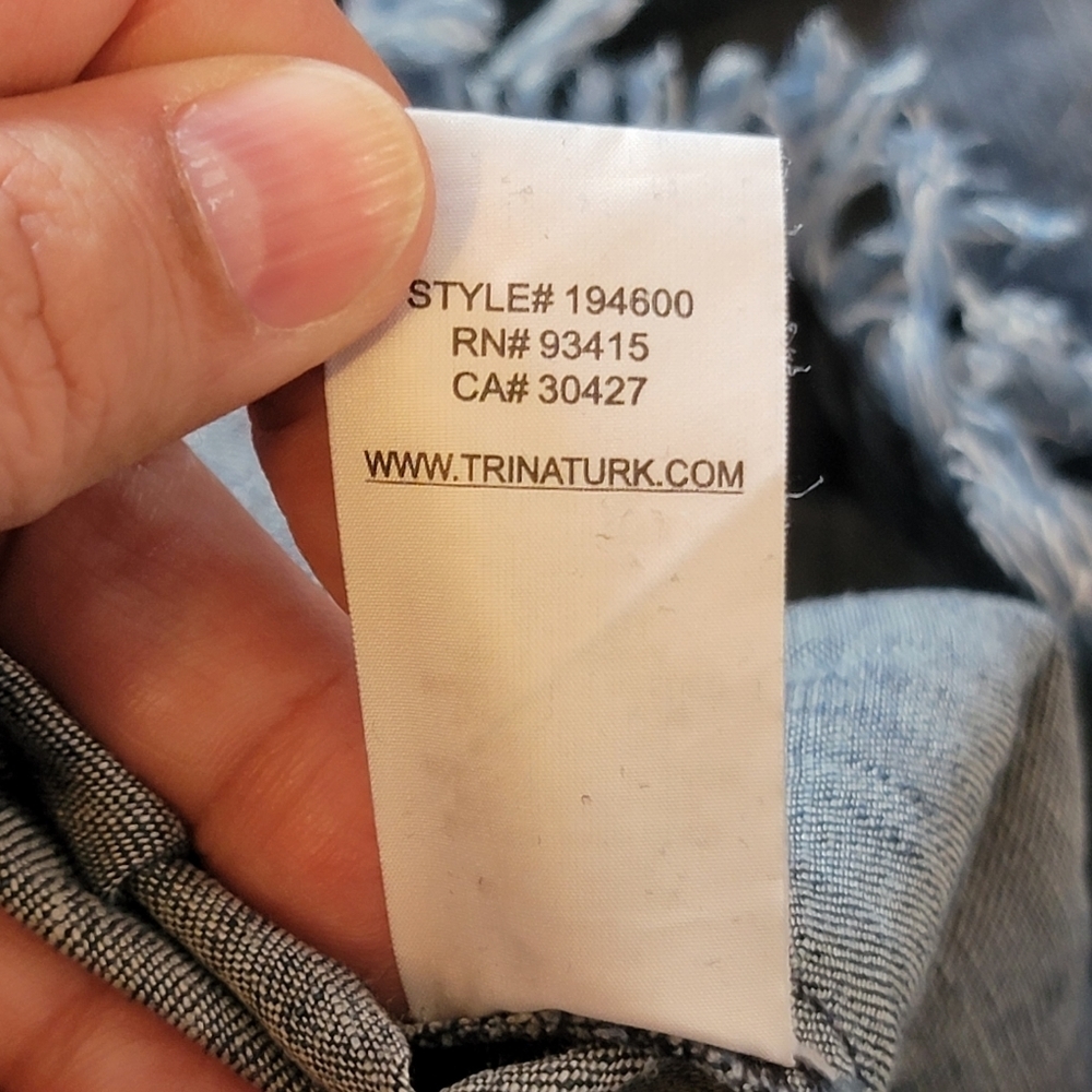 Trina Turk The Keys off the shoulder linen blend Chambray  Romper Blue Size XS - Picture 12 of 12